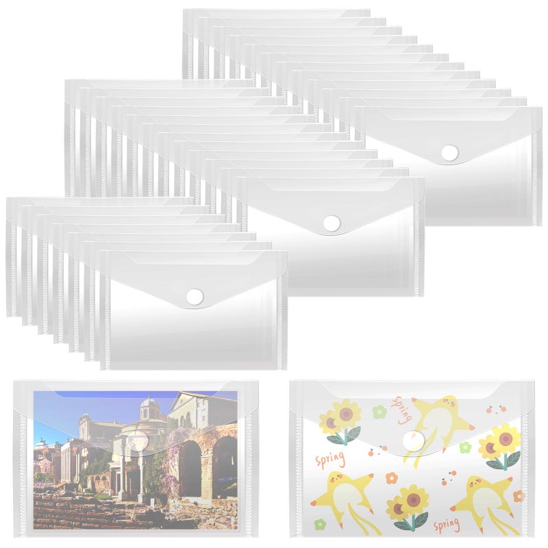 Vmiapxo 40 Pack Stamp and Die Storage Pockets  Reusable Small Plastic Envelopes Waterproof Sticker Organizer Receipt Holder Photo Storage Folders (4"" x 6"") - Image 1